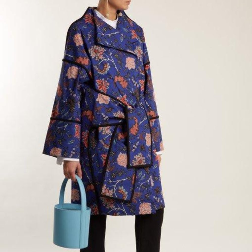 NWOT Diane Von Furstenberg Canton Floral coat blue